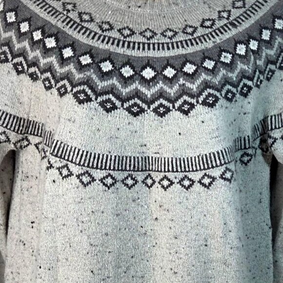 Weatherproof Vintage Gray Fair Isle Knit Sweater Med Crewneck Warm Womens - Picture 3 of 6